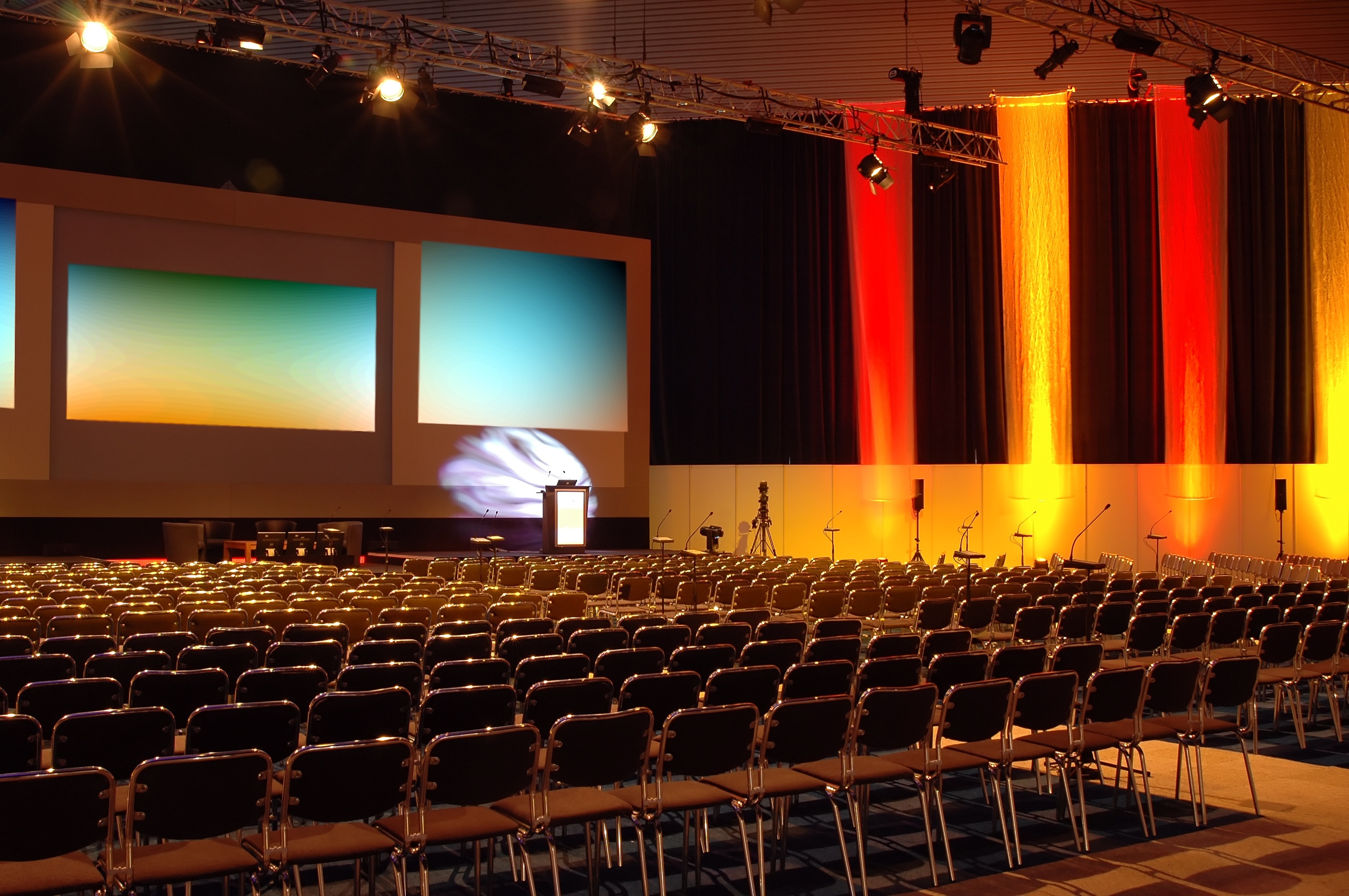 Empty conference room ready for audience